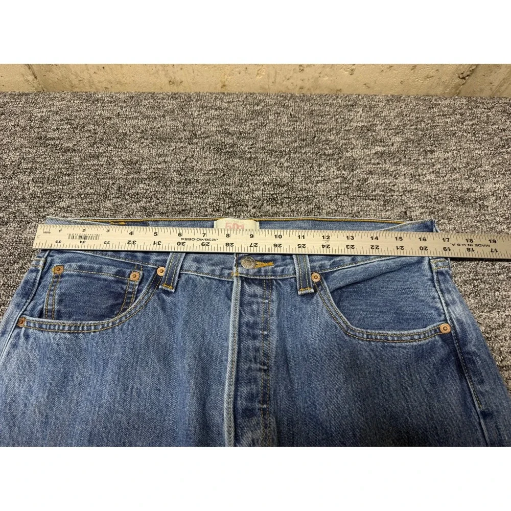 Levis 501 Original Fit Mens Jeans Medium Wash Blue Straight Leg Button Fly 34X34